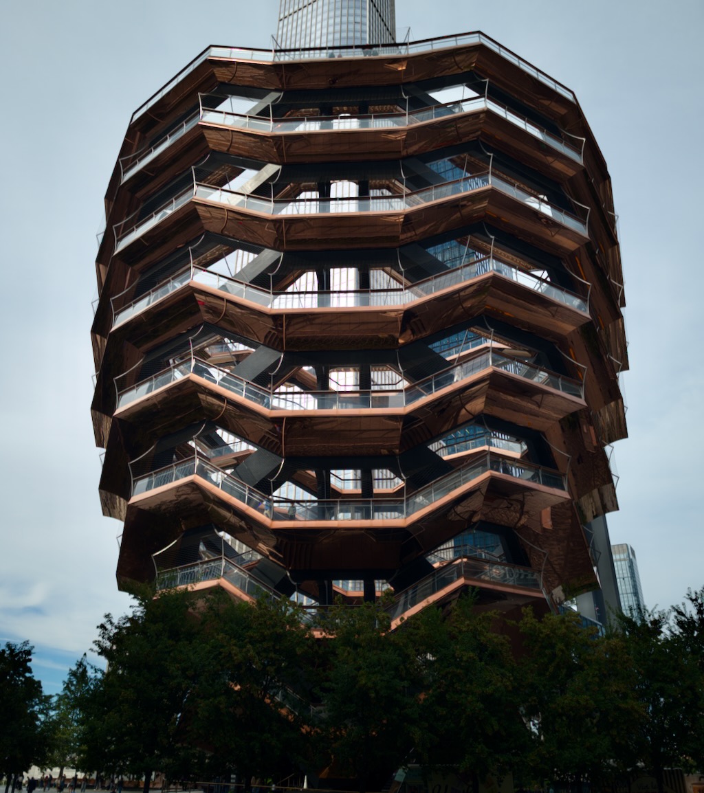 A building resembling a copper spiral