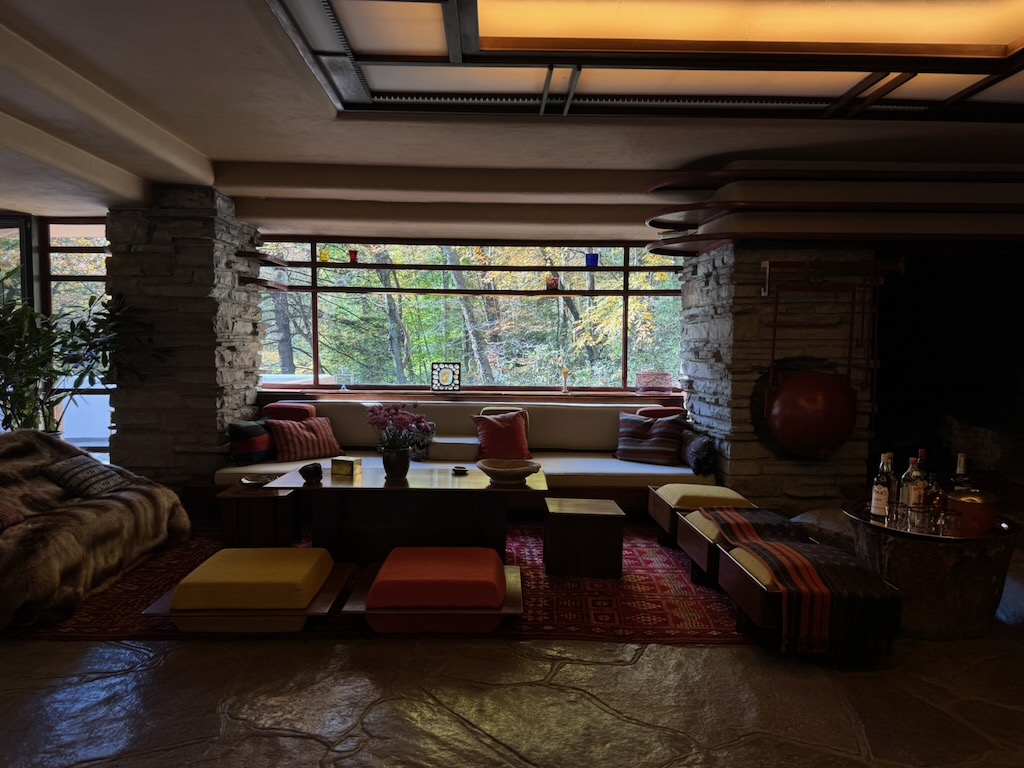 Inside of Falling Water Frank Lloyd Wright House.